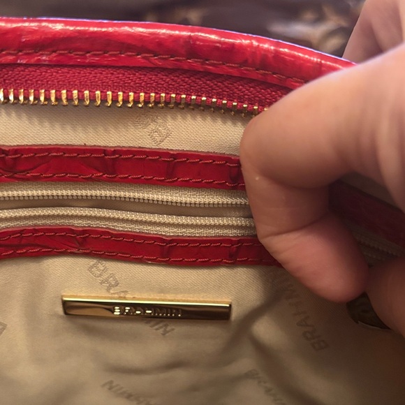 Brahmin Red and Tan Croc-Embossed Tote - Picture 6 of 10